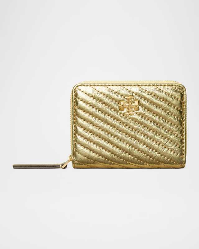 Kira Small Moto Quilted Metallic Leather Wallet